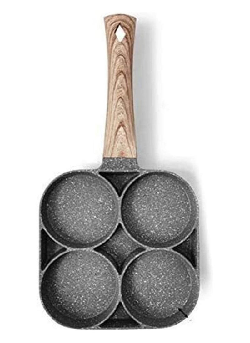 Kitchen Nonstick Frying Pans 4 Hole Omelet Pan For Burger Eggs Ham Pancake Maker Wooden Handle Frying Pot Non-Stick Cooking Breakfast - Image 1