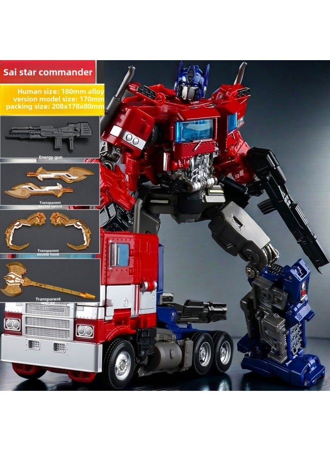 Fine-carved Deformation Toy Origin Movie Version Optimus Prime Robot King Kong Car Pillar Boy Toy Model Hand-made-Color:Alloy Full Version Of Foreign Constellation Star Commander 【color Box】 - Image 1