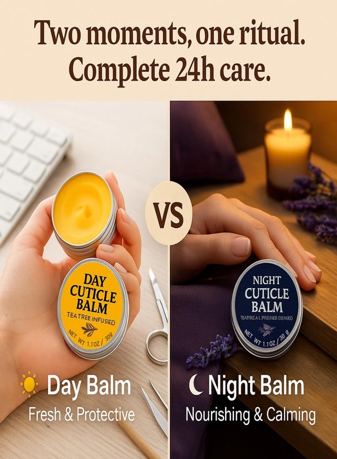 KmaxShip Tea Tree Oil Cuticle Balm Day & Night Set - Cuticle Cream & Butter for Dry, Damaged Cuticles - Includes Brush for Easy Application - Cuticle Healing Treatment Moisturizer, 1.1 OZ 2PK - Image 5