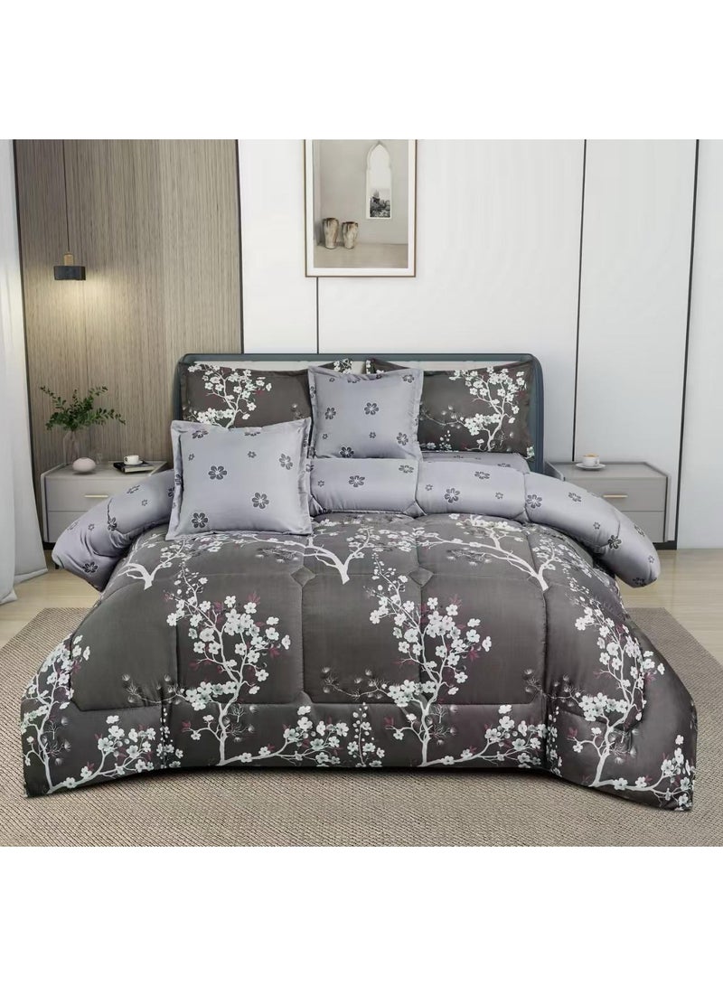 MingLi Microfiber Tree Print Double Duvet Set 6 Piece System Premium Middle Fill 250 x 230