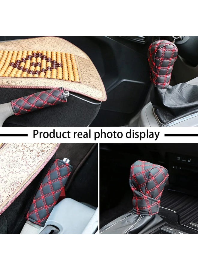 Assafco Car Gear Shift Knob and Handbrake Cover Set – Breathable soft leather to protect the knobs and give a luxurious look – Anti-slip, easy to install, suitable for most cars - Image 4