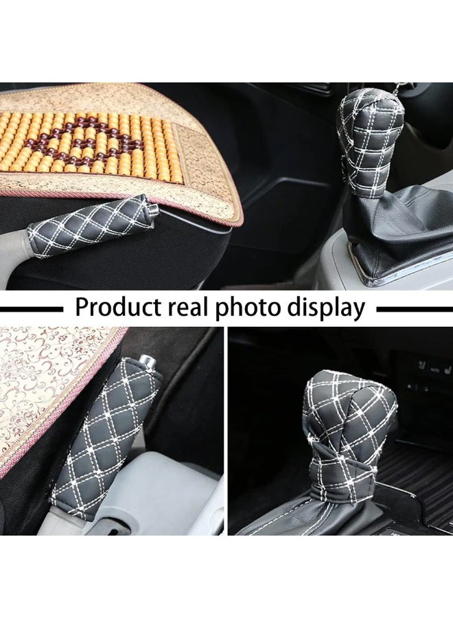 Assafco Car Gear Shift Knob and Handbrake Cover Set – Breathable soft leather to protect the knobs and give a luxurious look – Anti-slip, easy to install, suitable for most cars - Image 1