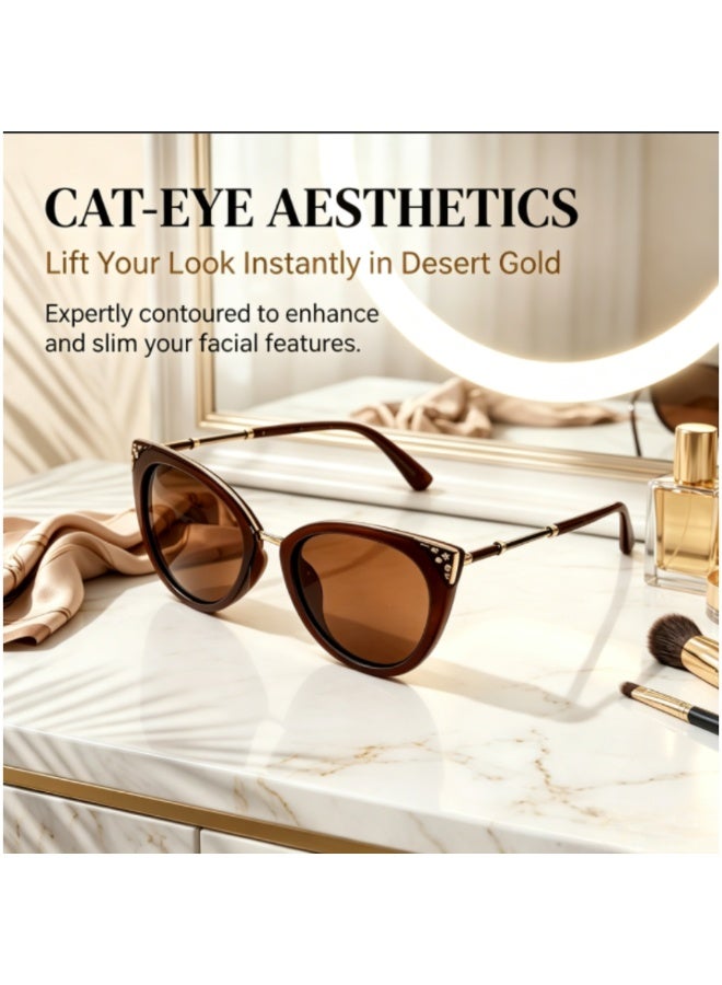 Trendy Ladies Cat Eye Sunglasses, Star Metal Pattern Polarized Eyewear Anti-Glare Driving Beach Glasses - Image 3