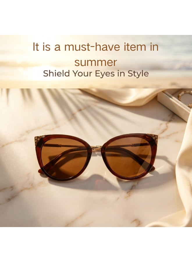 Trendy Ladies Cat Eye Sunglasses, Star Metal Pattern Polarized Eyewear Anti-Glare Driving Beach Glasses - Image 4