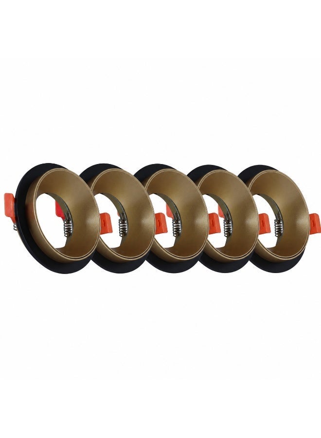 جني لايت سبوت مدور فارغ معدن ذهبي بإطار اسود عدد 5 - Image 1
