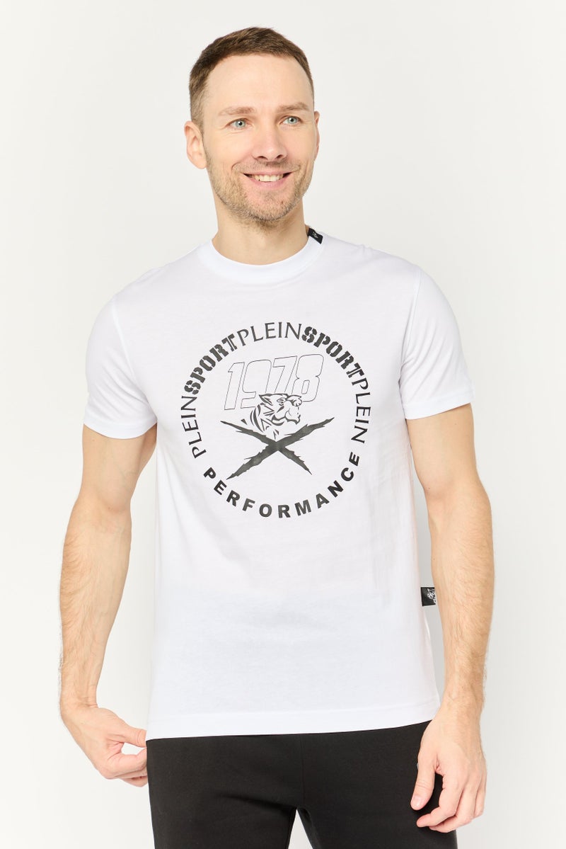 PHILIPP PLEIN تي شيرت رياضي للرجال بأكمام قصيرة، خارجي، أبيض - Image 1