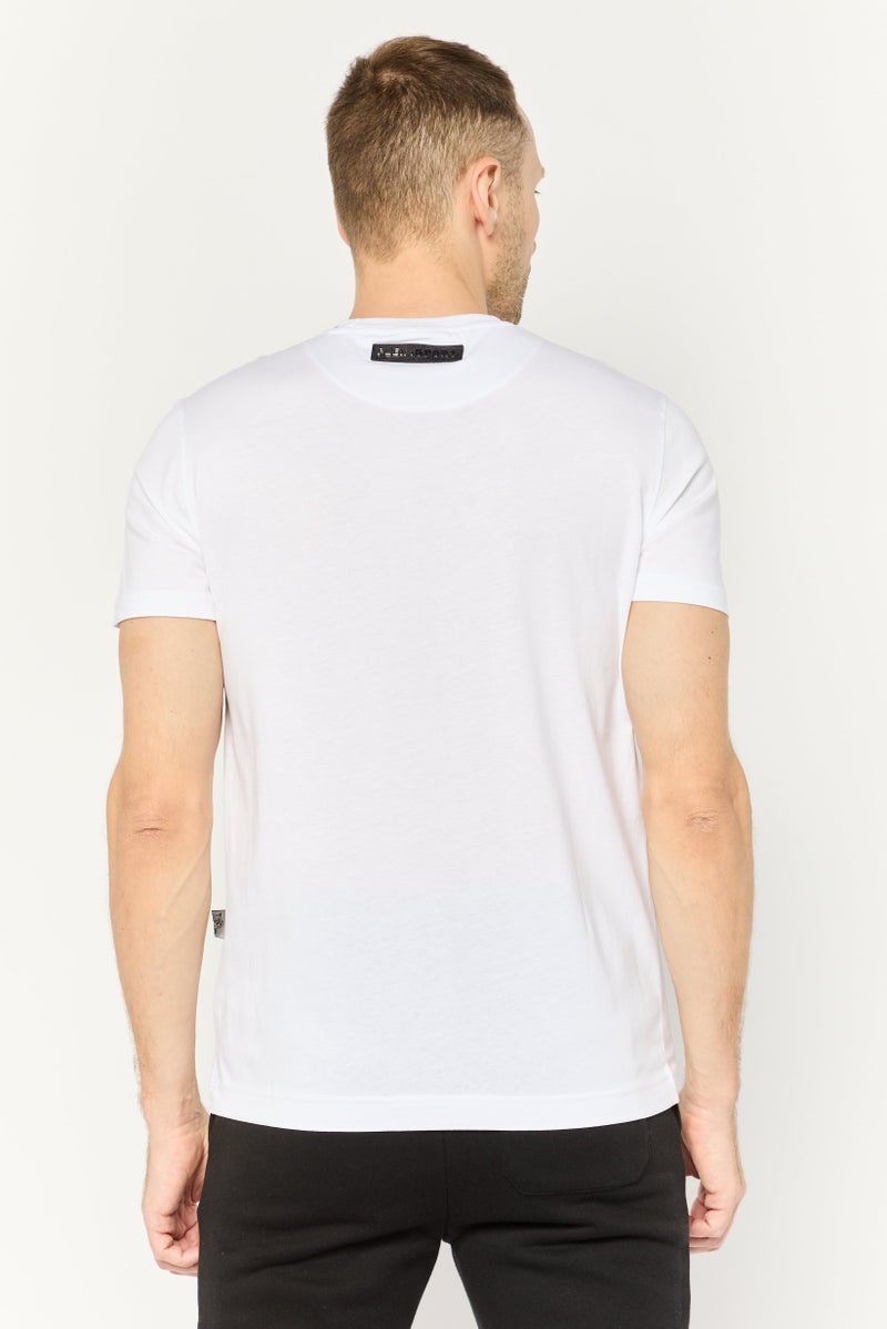 PHILIPP PLEIN تي شيرت رياضي للرجال بأكمام قصيرة، خارجي، أبيض - Image 4