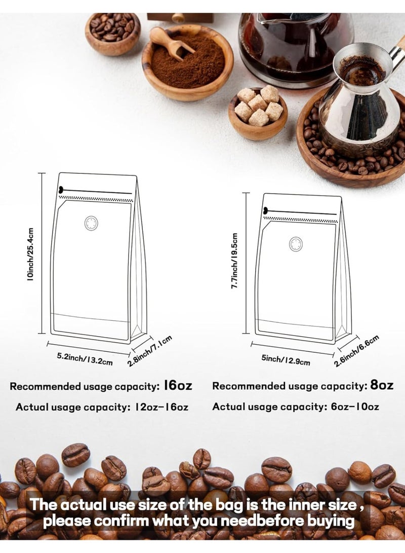 50 Pcs Coffee Bags with Valve, 8 oz Kraft Paper Stand-Up Pouches, Resealable Coffee Bean Storage with Side Zipper, Vented Foil Bags for Freshness (Kraft) - Image 2