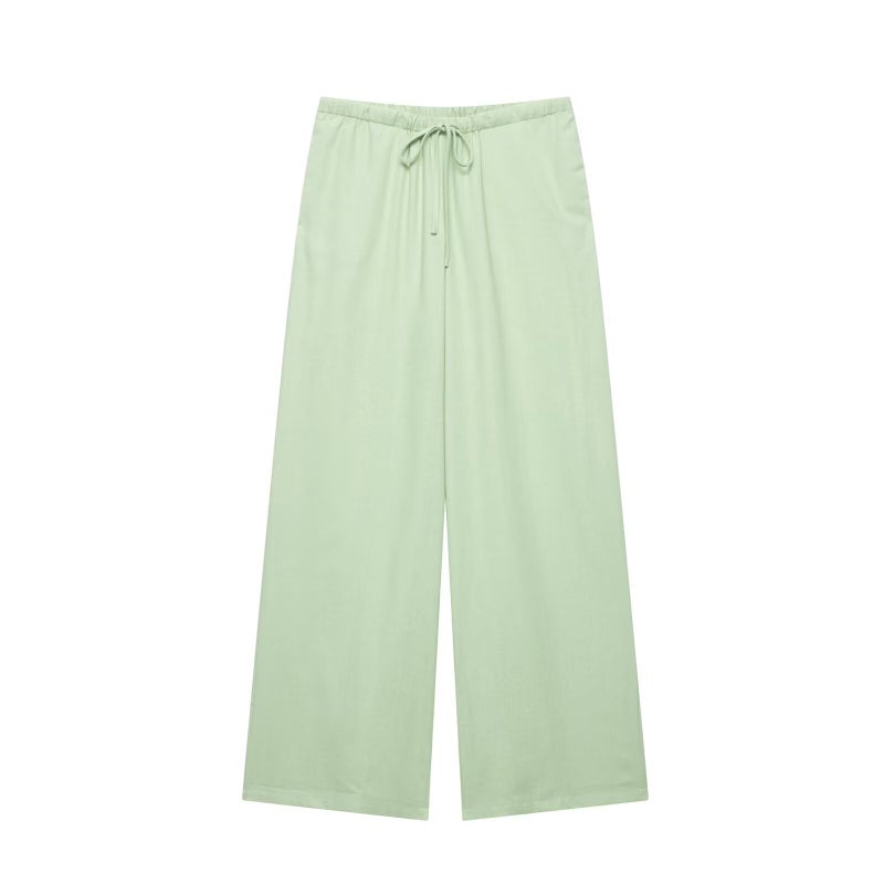 Export Summer Women'S Linen Kimono Cross Jacket Fashion Pants Suit For Women - Image 1