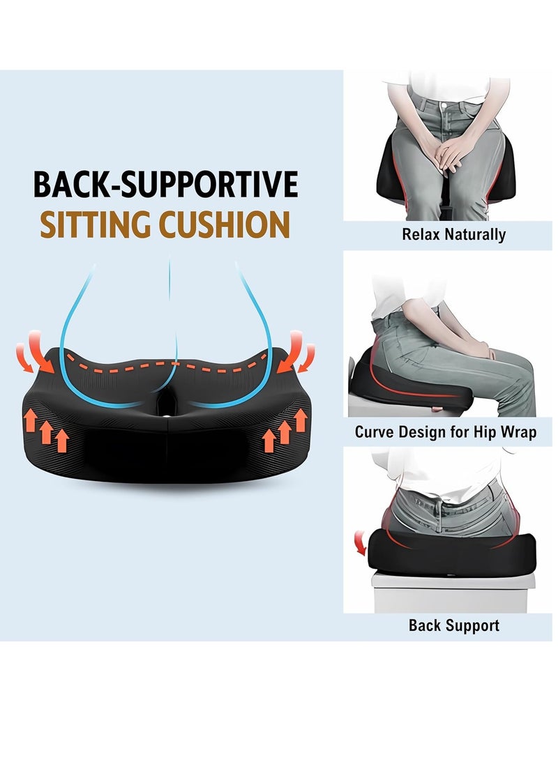MIXDE - Seat Cushion Pillow for Office Chair, Non-Slip Memory Foam Chair Pad for Back, Sciatica and Tailbone Pain Relie, Desk Chair Cushion for Car, Wheelchair, Airplane - Image 1