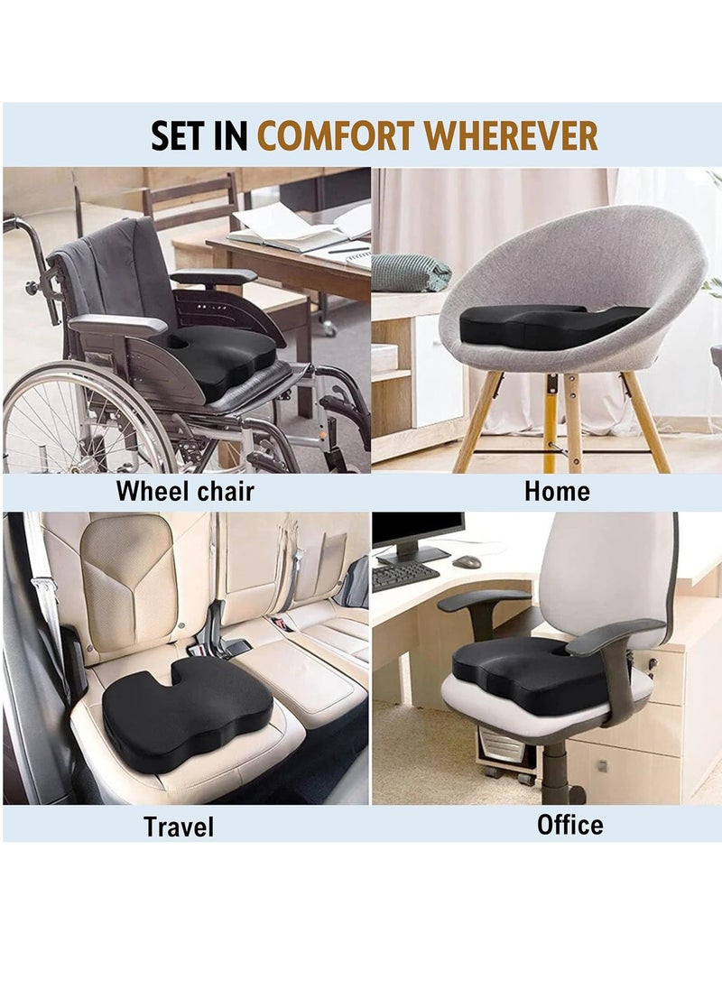 MIXDE - Seat Cushion Pillow for Office Chair, Non-Slip Memory Foam Chair Pad for Back, Sciatica and Tailbone Pain Relie, Desk Chair Cushion for Car, Wheelchair, Airplane - Image 1