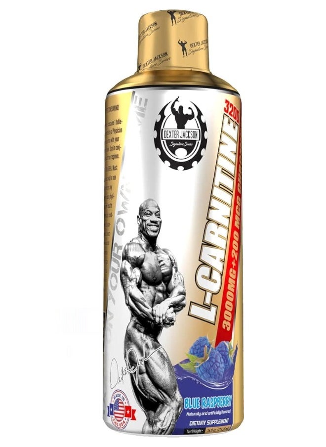 DEXTER JACKSON - L-Carnitine 3200, Blue Raspberry  Flavour, 32 Servings - Image 1