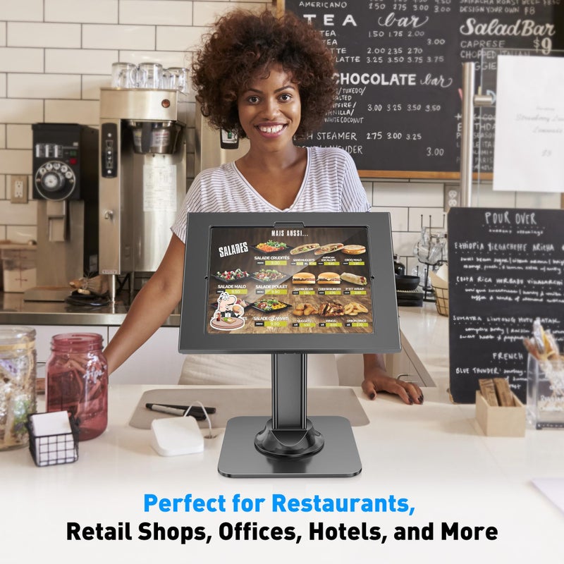 AboveTEK Anti-Theft iPad Kiosk Stand â€“ POS iPad Security Mount with 360Â° Swivel & 75Â° Tilt, Heavy Duty Tablet Kiosk Desk Holder for Retail & Business POS Systems (Black) - Image 2