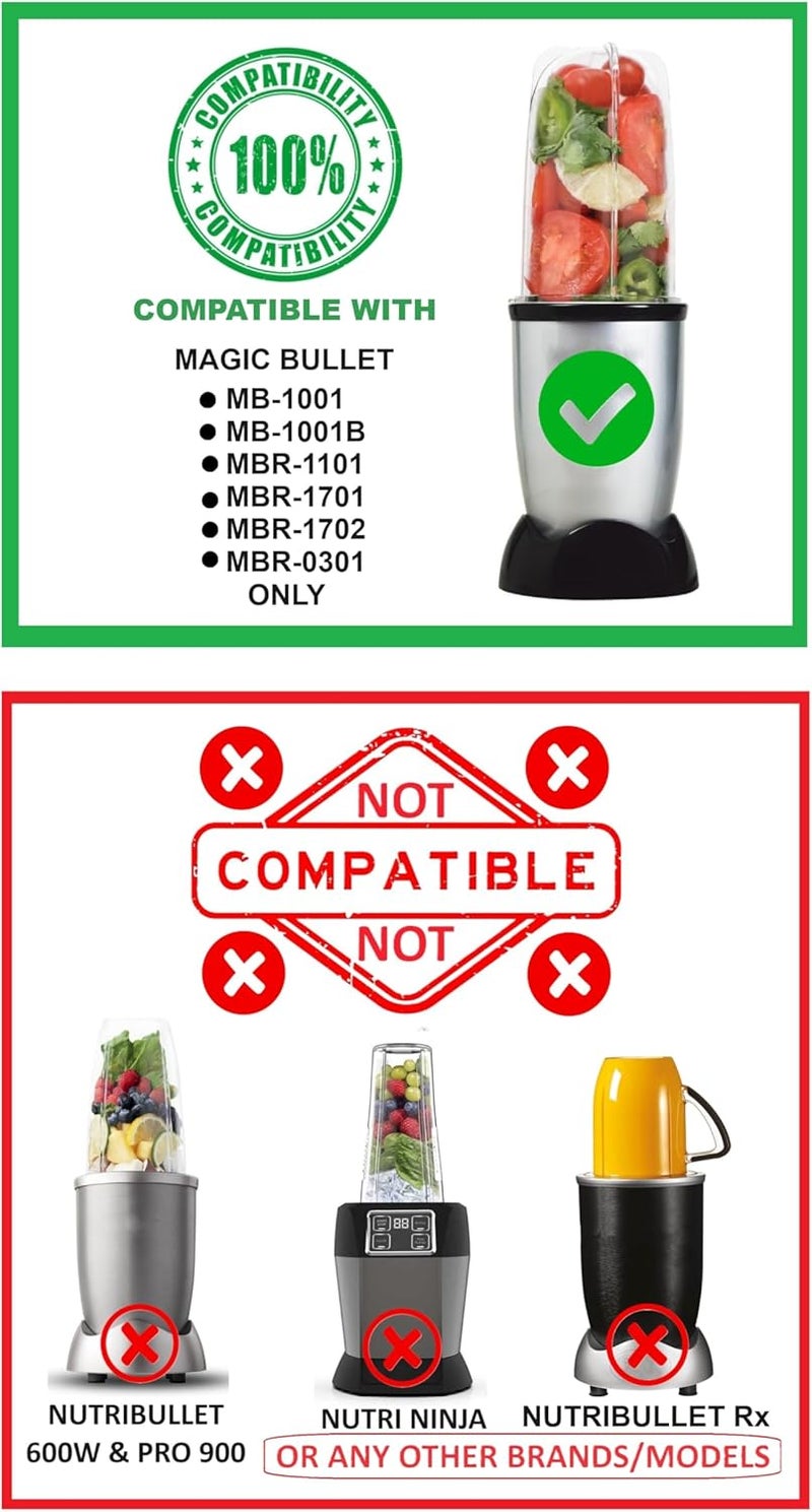 BLENDIN Replacement 16 Ounce Tall Jar Cups, Compatible with Magic Bullet Blender MB-1001, MB-1001B, MBR-1101, MBR-1701, MBR-1702, MBR-0301 250W Cup Diameter is 3.25" - Replacement Cup (2 Pack) - Image 2