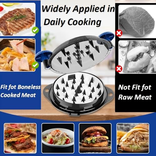 TAREG Chicken Shredder Tool Twist Pro - Large Meat Shredder for Chicken Breast, Pulled Pork, Beef with Upgraded Stainless Steel Spikes Wall Mounted Design BPA-Free Kitchen Essentials Gadgets (Blue/Black) - Image 4