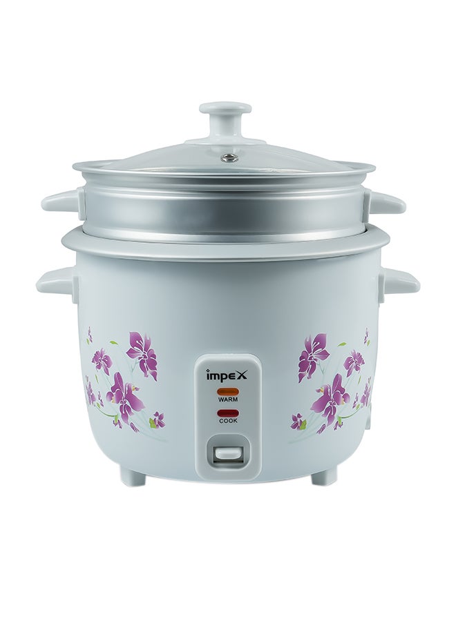 Impex Electric Rice Cooker, Drum Cooker, Automatic Cooking, Keep Warm, Safety Protection, Cool Touch Body, Carrying Handle, Measuring Cup, Spoon, Steamer 1.5 L 500 W RC 2802 Multicolour - Image 1