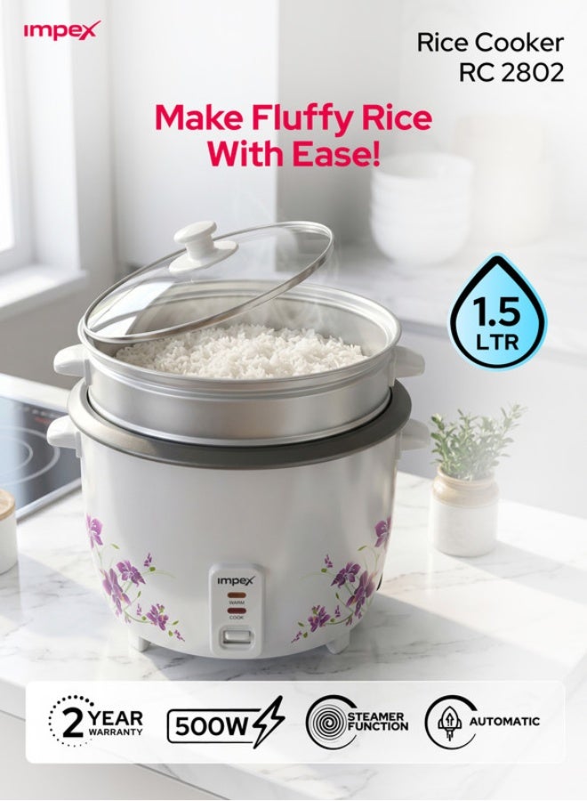 إمبكس جهاز طهي أرز كهربائي 1.5 L 500 W RC 2802 متعدد الألوان - Image 1