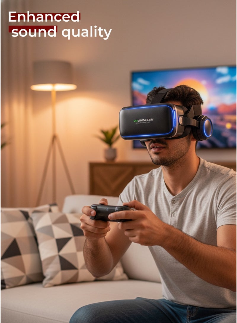 VR SHINECON VR Headset for iPhone & Android Phone,3D VR Glasses for TV,Movies & Video Games,VR Headset with Remote Controller,Virtual Reality Headset for iPhone/Android Phone Compatible 4.7-6 inch - Image 5