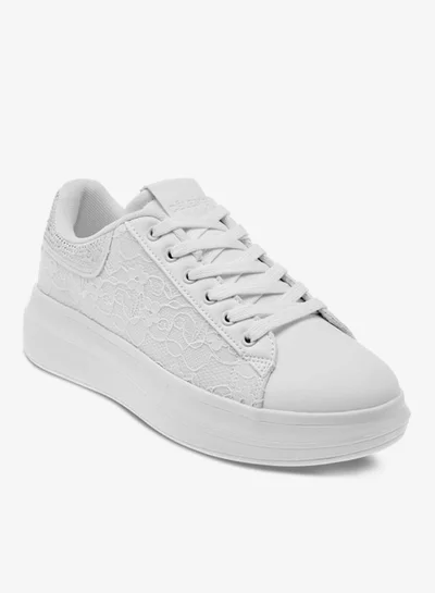 Celeste Women's Lace Textured Sneakers with Lace-Up Closure Ramadan Collection