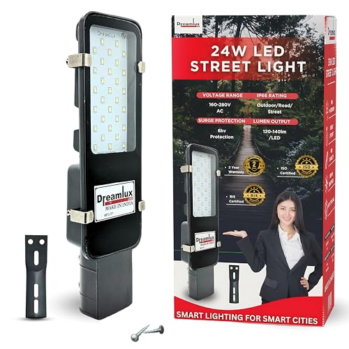Dreamlux Street Light 24 Watt LED Street Light | Street Lights Outdoor Waterproof | BIS Certified | Upto 85% Energy Saving | Aluminium Body | Road Light- Cool White (Pack of 1PC) - Image 1