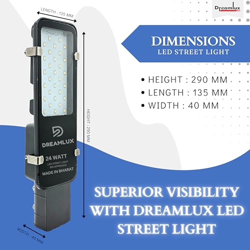 Dreamlux Street Light 24 Watt LED Street Light | Street Lights Outdoor Waterproof | BIS Certified | Upto 85% Energy Saving | Aluminium Body | Road Light- Cool White (Pack of 1PC) - Image 2