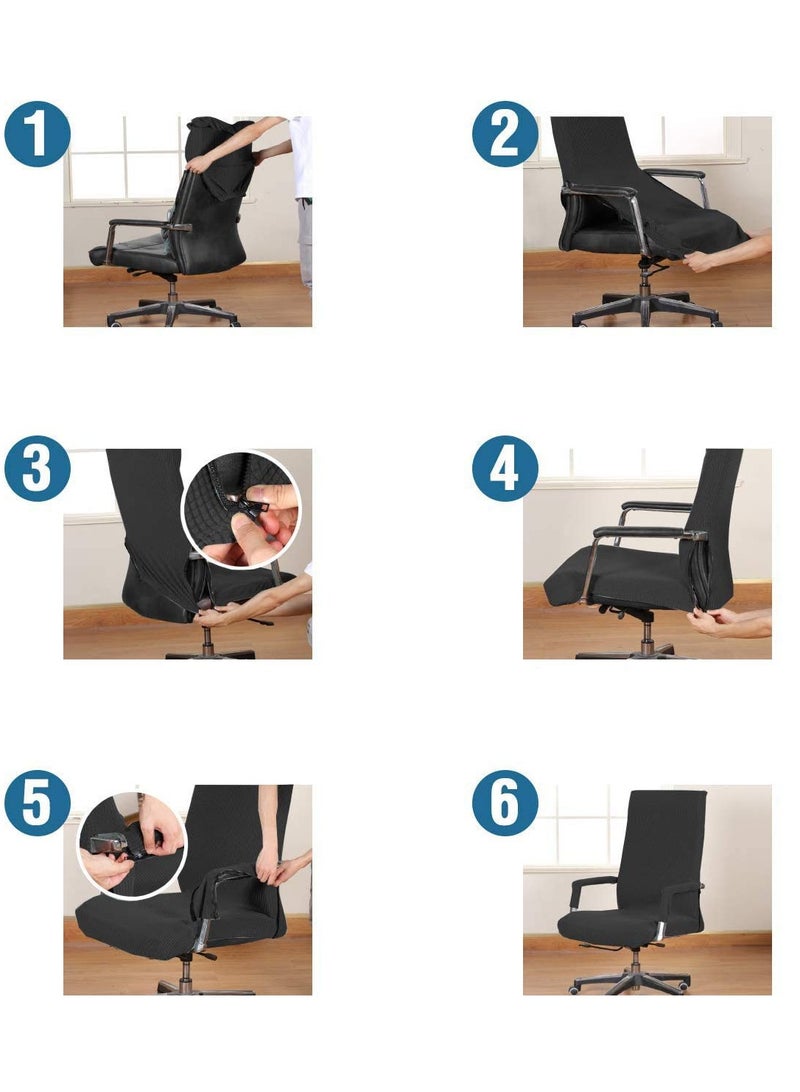 Universal Velvet Stretch Office Chair Cover with Armrests, Removable Solid Color Slipcover for XL Desk Chairs - Image 5