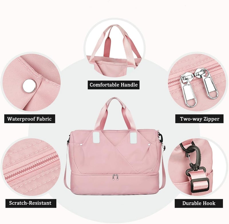 Handcuffs Duffle Bag for Men & Women | Waterproof Gym Bag with Shoe Compartment, Adjustable Shoulder Strap | Travel | Workout | Sports | Overnight & Weekend Duffel Bag | Trolley Sleeves (Pink) - Image 4