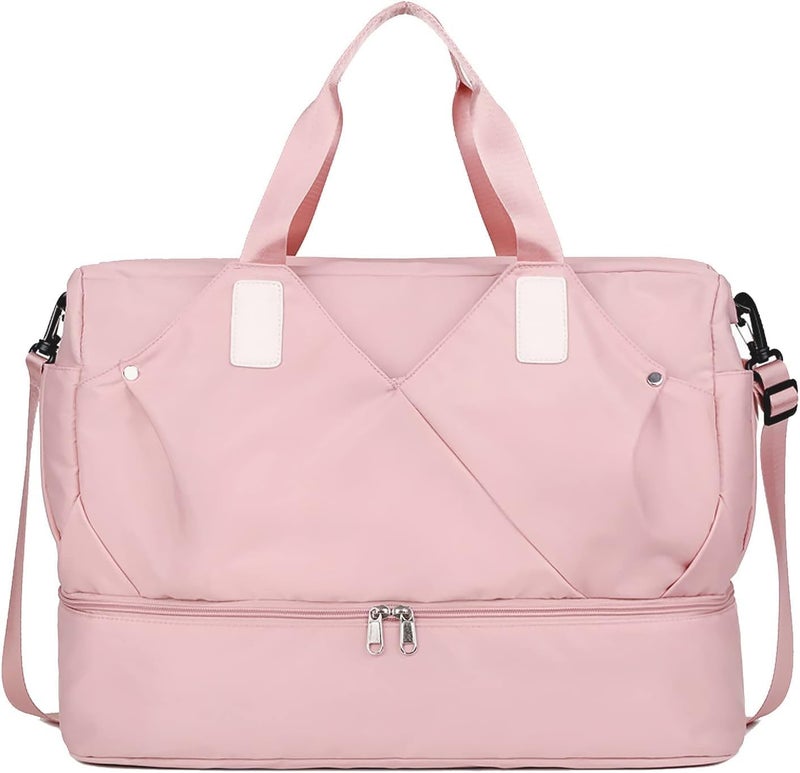 Handcuffs Duffle Bag for Men & Women | Waterproof Gym Bag with Shoe Compartment, Adjustable Shoulder Strap | Travel | Workout | Sports | Overnight & Weekend Duffel Bag | Trolley Sleeves (Pink) - Image 1