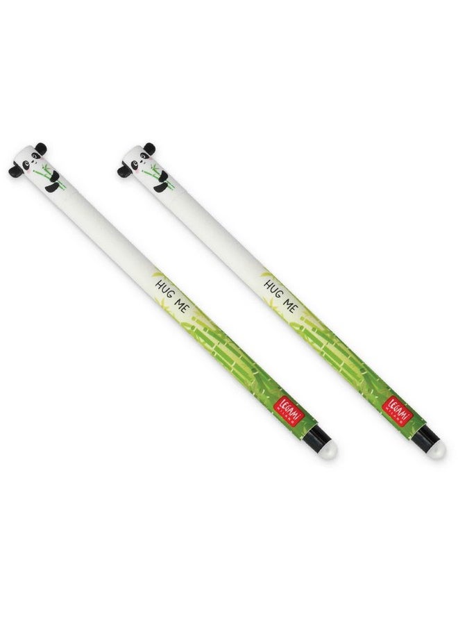 Legami Erasable Gel Pen Panda, Thermosensitive Ink, 0.7 Mm Tip Diameter, 15 Cm Length, Black Ink (Pack Of 2)  - Image 1