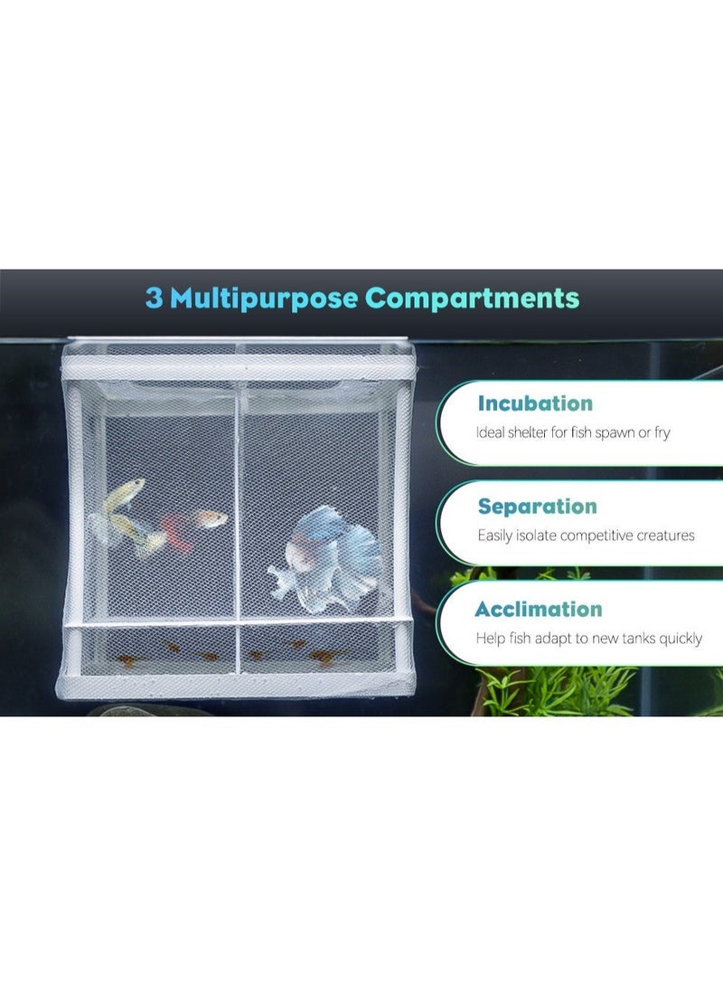 Huangxin Multi-Functional Aquarium Fry Breeding Box for Guppies and Tropical Fish, Includes 6 Suction Cups, Perfect Incubator Tank Divider, 16 x 14 x 15 cm - Image 3