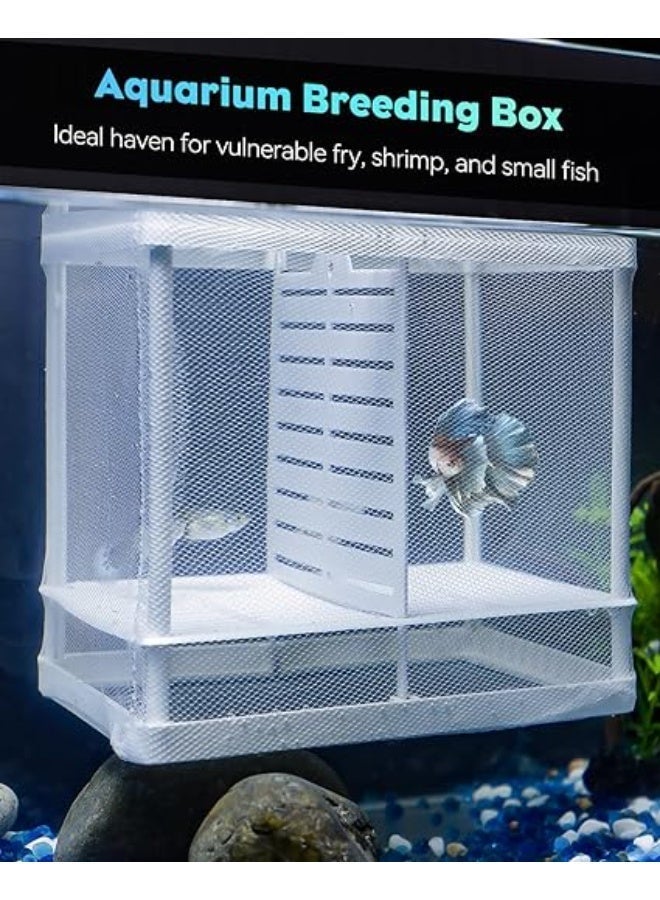 Huangxin Multi-Functional Aquarium Fry Breeding Box for Guppies and Tropical Fish, Includes 6 Suction Cups, Perfect Incubator Tank Divider, 16 x 14 x 15 cm - Image 1