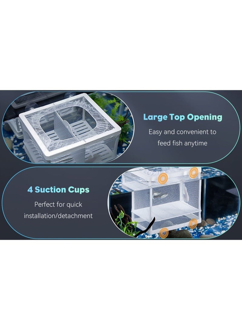 Huangxin Multi-Functional Aquarium Fry Breeding Box for Guppies and Tropical Fish, Includes 6 Suction Cups, Perfect Incubator Tank Divider, 16 x 14 x 15 cm - Image 5