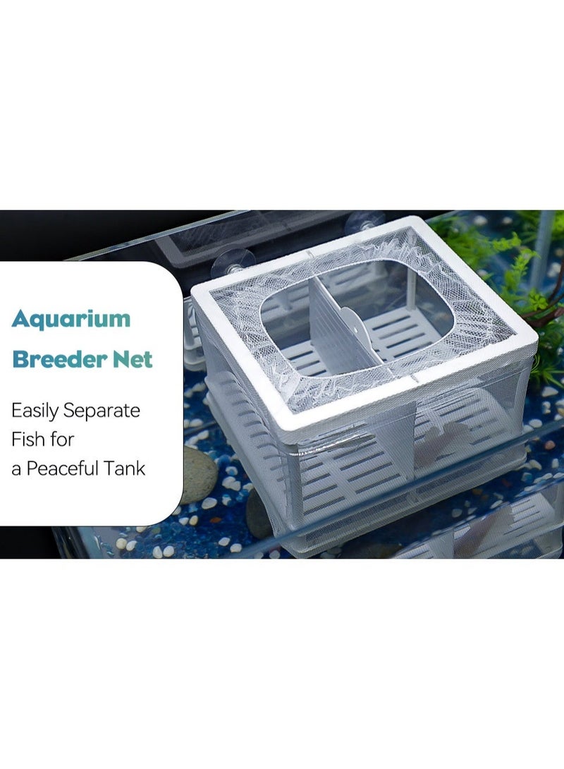Huangxin Multi-Functional Aquarium Fry Breeding Box for Guppies and Tropical Fish, Includes 6 Suction Cups, Perfect Incubator Tank Divider, 16 x 14 x 15 cm - Image 2
