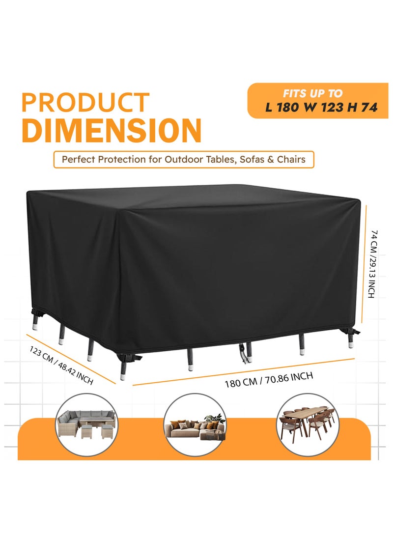 Topify TOPIFY Waterproof Garden Patio Furniture Cover set, (180x123x74 cm) Upgraded 210D Heavy Duty Oxford Fabric UV Resistant Protective Cover for Rectangle Table Chair Sofa Outdoor  - Image 2