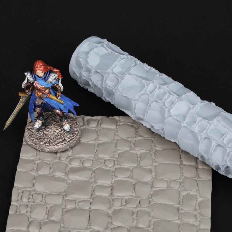 AUSPDICE RPG Terrain Texture Roller Exquisite Board Game Accessory Perfect for DND DD 28mm Miniature Distinct Texture Roller for Clay and Polymer Sculpting S411C Stone Wall Style02 - Image 3