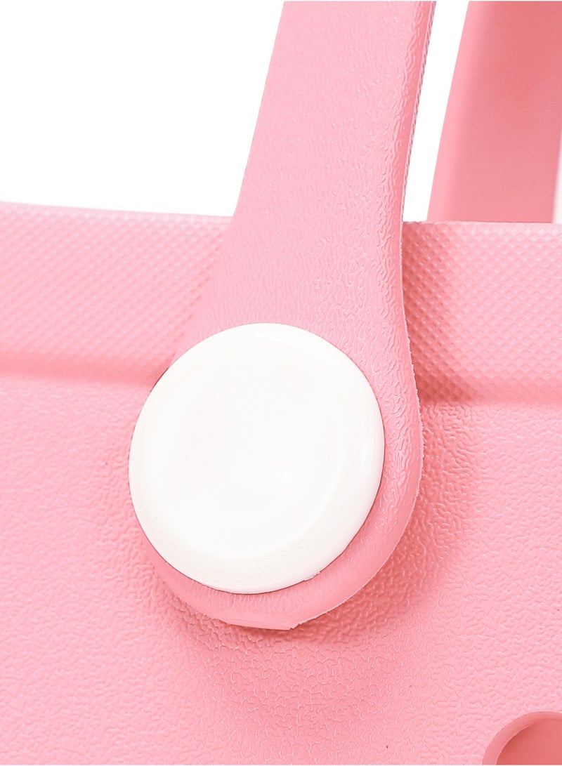 EVA Rubber Beach Tote Bag with 5 Summer Charms | Waterproof, Durable & Easy-to-Clean | Spacious Summer Beach Bag for Women & Family | (Pink - Large) - Image 4