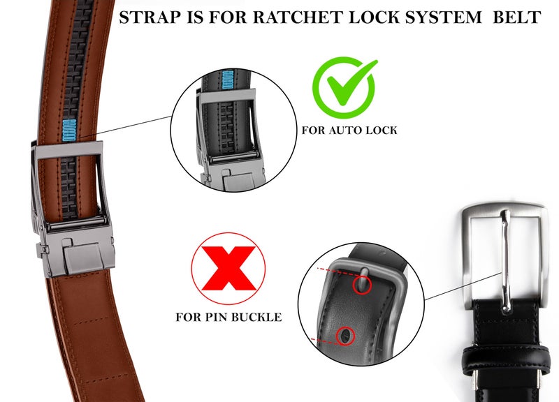Contacts Belt Ratchet Buckle Strap Only – Waist Size Adjustable from 28" to 40" – Replacement Strap for Automatic Click Belts – No Buckle Included (15-Tan) - Image 3