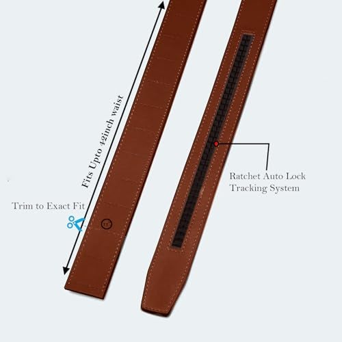Contacts Belt Ratchet Buckle Strap Only – Waist Size Adjustable from 28" to 40" – Replacement Strap for Automatic Click Belts – No Buckle Included (15-Tan) - Image 5