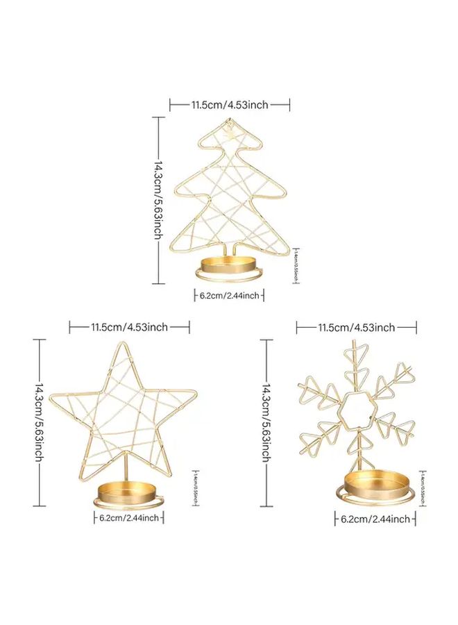 Gold Snowflake Iron Metal Christmas Tree Candle Holder With Star Topper Elegant Tabletop Centerpiece For Weddings Parties French Country Vintage Style Rustic Holiday Dinner Decor Candles Not Included Ideal Gift Home - Image 3