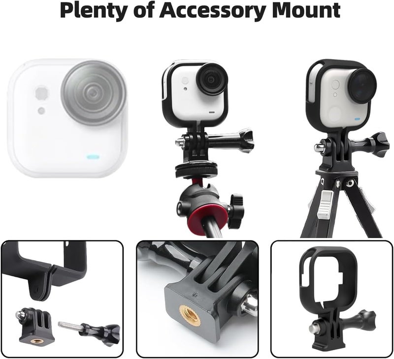 SYOSI Cage Protective Frame Compatible with Insta-360 Go Ultra, Mount Adapter with Screw, Housing Shell for Tripod & Selfie Stick Connection, Easy to Installate, Black - Image 3