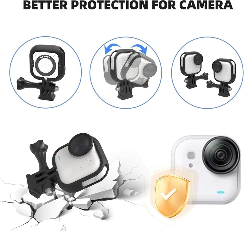 SYOSI Cage Protective Frame Compatible with Insta-360 Go Ultra, Mount Adapter with Screw, Housing Shell for Tripod & Selfie Stick Connection, Easy to Installate, Black - Image 1