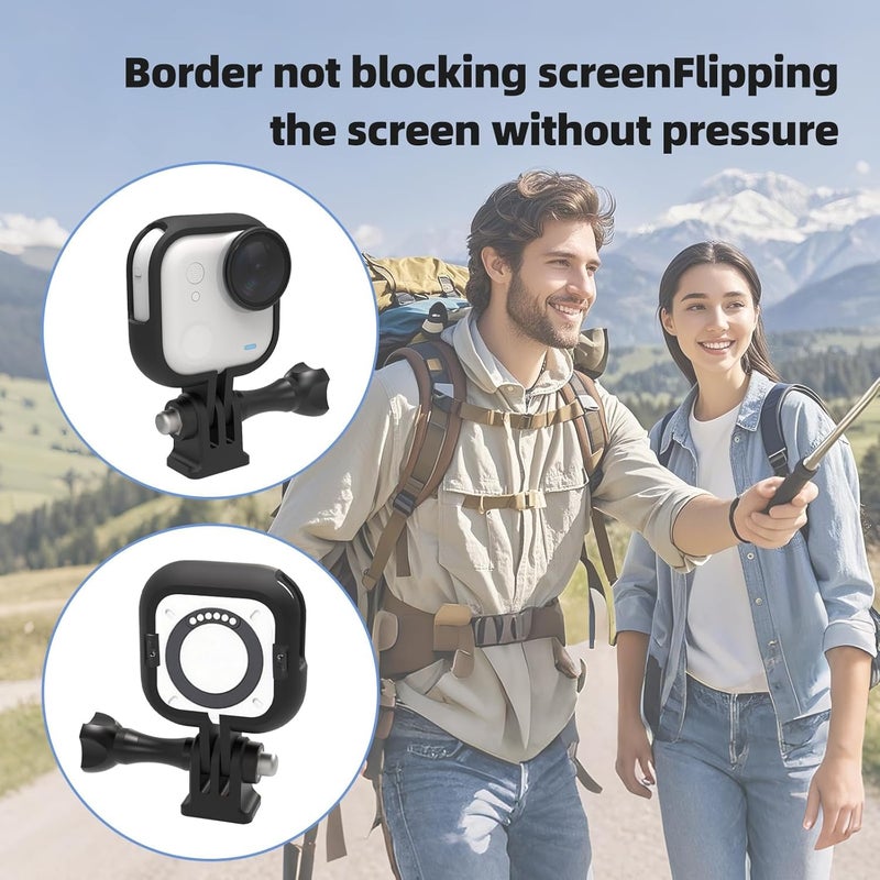 SYOSI Cage Protective Frame Compatible with Insta-360 Go Ultra, Mount Adapter with Screw, Housing Shell for Tripod & Selfie Stick Connection, Easy to Installate, Black - Image 2