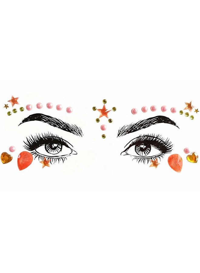 SHINEYES 6 Pcs Music Festival Face Jewels, Rhinestone Rave Face Gems Glitter,Crystal Birthday Party Festival Face Sticker, Eyes Face Body Temporary Tattoos for Festival Party - Image 4