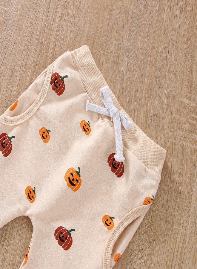 wybzd Toddler Baby Boy Halloween Outfits Cute Pumpkin Sweatshirt Top and Pant Set Infant Long Sleeve Clothes Apricot Pumpkin (Apricot Pumpkin, 0-6 Months) - Image 5