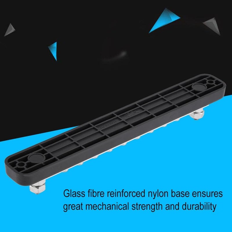 Qiilu 10 Way Terminal Block Bus Bar, 150A Busbar 20 Position 2 Stud 10 Terminal Bus Bar Electric Terminal Junction Block for Auto Marine Car Trailer RV Boat - Image 3
