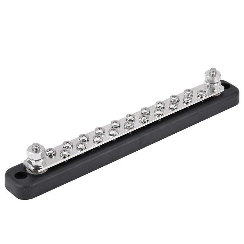 Qiilu 10 Way Terminal Block Bus Bar, 150A Busbar 20 Position 2 Stud 10 Terminal Bus Bar Electric Terminal Junction Block for Auto Marine Car Trailer RV Boat - Image 1