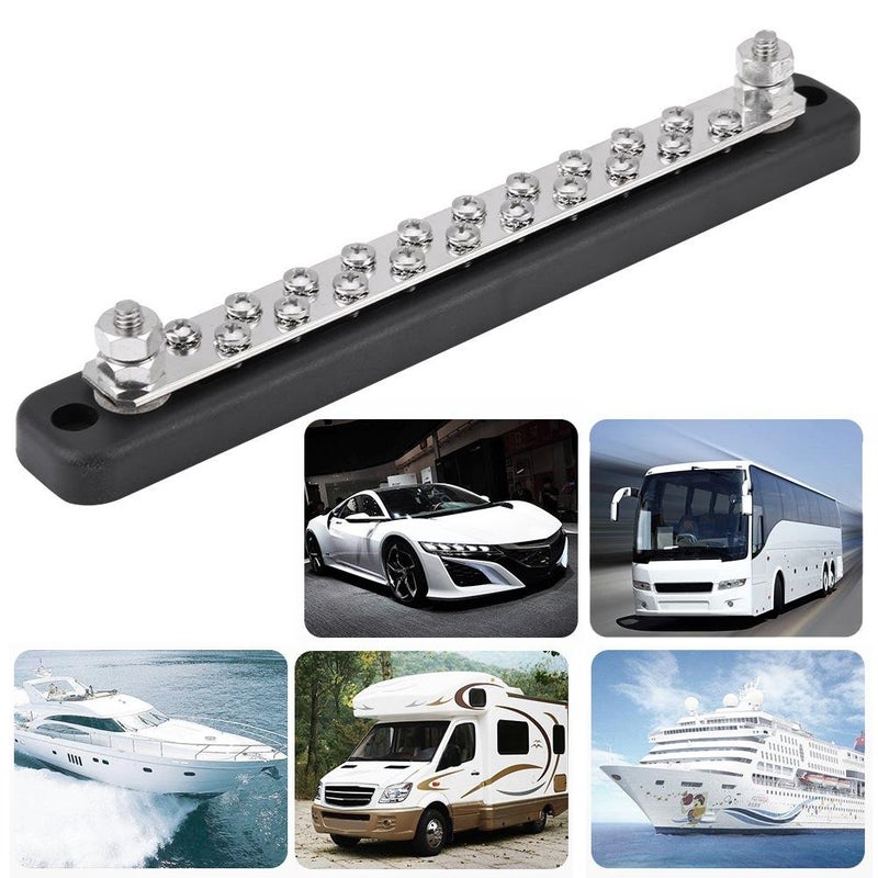 Qiilu 10 Way Terminal Block Bus Bar, 150A Busbar 20 Position 2 Stud 10 Terminal Bus Bar Electric Terminal Junction Block for Auto Marine Car Trailer RV Boat - Image 4