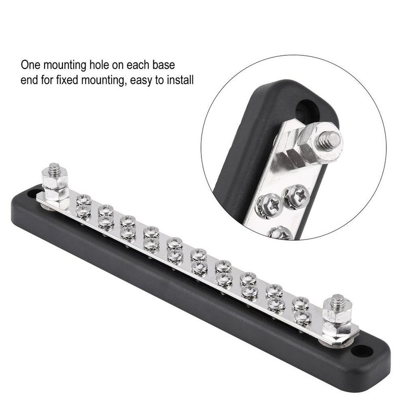 Qiilu 10 Way Terminal Block Bus Bar, 150A Busbar 20 Position 2 Stud 10 Terminal Bus Bar Electric Terminal Junction Block for Auto Marine Car Trailer RV Boat - Image 2