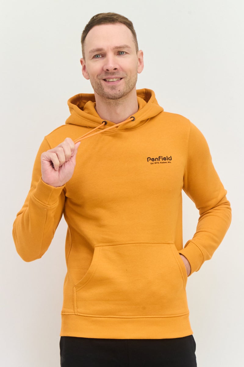 Penfield Men Hooded Brand Logo Long Sleeve Sweatshirt, Orange - Image 1