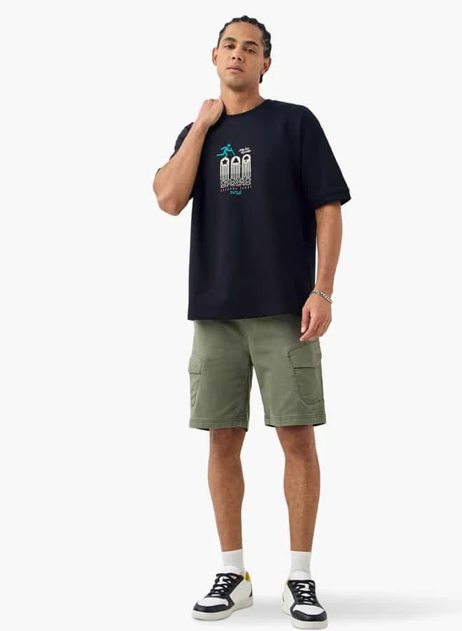 SP Characters Squid Games Print Crew Neck T-shirt with Short Sleeves